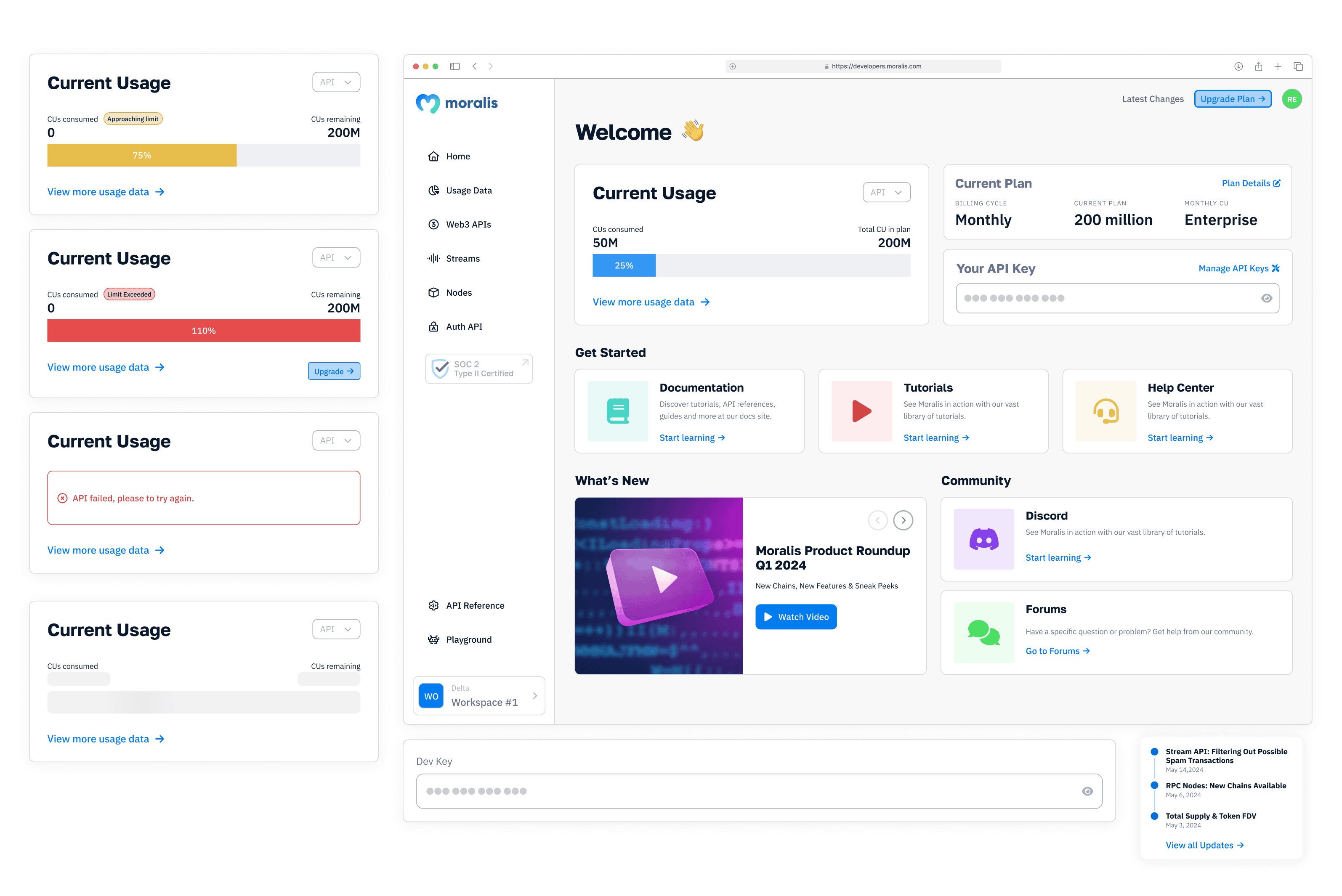 Dashboard redesign — Moralis